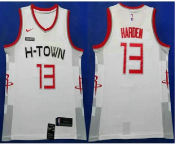 Men's Houston Rockets #13 James Harden White 2020 Nike City Edition Swingman Jersey With The Sponsor Logo