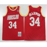 Men's Houston Rockets #34 Hakeem Olajuwon 1993-94 Red Hardwood Classics Soul Swingman Throwback Jersey