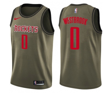 Nike Rockets #0 Russell Westbrook Green Salute to Service NBA Swingman Jersey