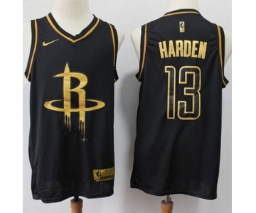 Rockets #13 James Harden Black Gold Basketball Swingman Limited Edition Jersey