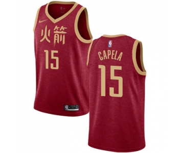 Rockets #15 Clint Capela Red Basketball Swingman City Edition 2018-19 Jersey