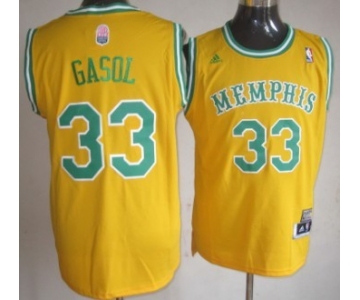 Memphis Grizzlies #33 Marc Gasol ABA Hardwood Classic Swingman Yellow Jersey