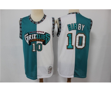 Men's Memphis Grizzlies #10 Mike Bibby Green White 1998-99 Split Hardwood Classics Jersey