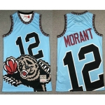 Men's Memphis Grizzlies #12 Ja Morant Light Blue Big Face Mitchell Ness Hardwood Classics Soul Swingman Throwback Jersey