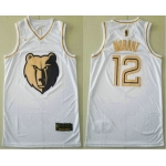 Men's Memphis Grizzlies #12 Ja Morant White Golden Nike Swingman Stitched NBA Jersey