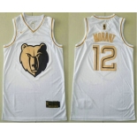 Men's Memphis Grizzlies #12 Ja Morant White Golden Nike Swingman Stitched NBA Jersey