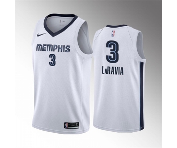 Men's Memphis Grizzlies #3 Jake LaRavia 75th Anniversary Statement Edition White Stitched Basketball Jersey