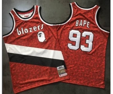 A Bathing Ape Blazers #93 Bape Red Stitched Basketball Jersey