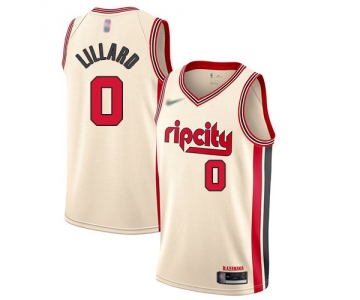 Big Size Blazers #0 Damian Lillard Cream Basketball Swingman City Edition 2019-20 Jersey