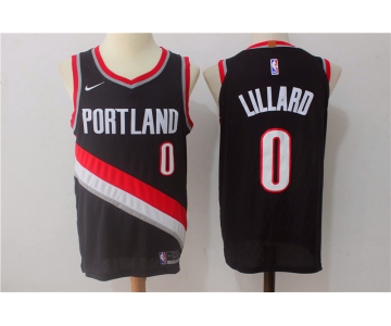 Men's Portland Trail Blazers #0 Damian Lillard Black 2017-2018 Nike Swingman Stitched NBA Jersey