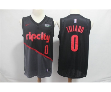 Men's Portland Trail Blazers 0 Damian Lillard Nike Black 2019 Swingman City Edition Jersey