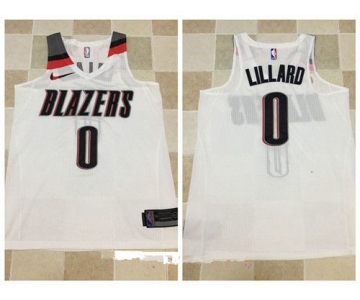 Men's Portland Trail Blazers #0 Damian Lillard White 2017-2018 Nike Swingman Stitched NBA Jersey