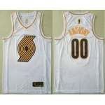 Men's Portland Trail Blazers #00 Carmelo Anthony White Golden Nike Swingman Stitched NBA Jersey