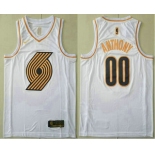 Men's Portland Trail Blazers #00 Carmelo Anthony White Golden Nike Swingman Stitched NBA Jersey