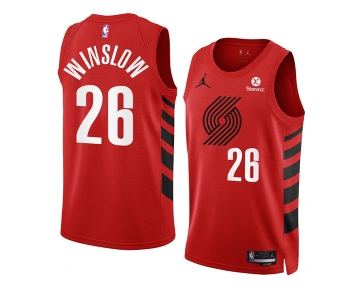 Men's Portland Trail Blazers #26 Justise Winslow 2022-23 Red Statement Edition Swingman Stitched Basketball Jersey