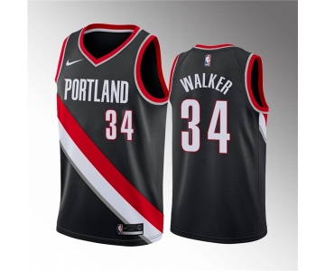 Men's Portland Trail Blazers #34 Jabari Walker Black Icon Edition Stitched Basketball Jersey