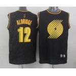 Portland Trail Blazers #12 LaMarcus Aldridge Revolution 30 Swingman 2014 Black With Gold Jersey