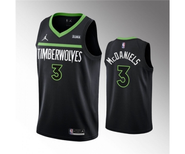 Men's Minnesota Timberwolves #3 Jaden McDaniels Black Statement Edition Stitched Jersey