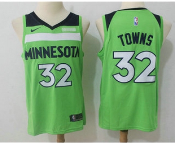 Men's Minnesota Timberwolves #32 Karl-Anthony Towns New Green 2017-2018 Nike Swingman Fitbit Stitched NBA Jersey