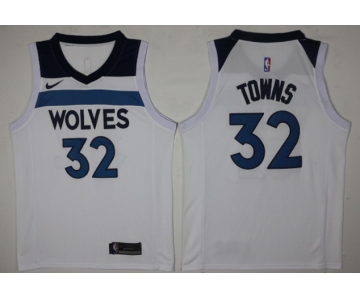 Men's Minnesota Timberwolves #32 Karl-Anthony Towns New White 2017-2018 Nike Swingman Stitched NBA Jersey