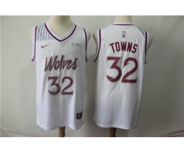 Men's Minnesota Timberwolves #32 Karl-Anthony Towns Nike White 2019 Swingman Earned Edition Jersey