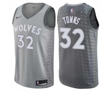 Nike Minnesota Timberwolves #32 Karl-Anthony Towns Gray NBA Swingman City Edition Jersey