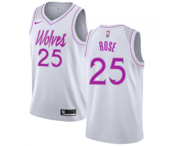 Nike Timberwolves #25 Derrick Rose White NBA Swingman Earned Edition Jersey