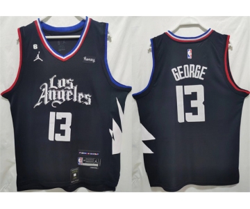 Men's Los Angeles Clippers #13 Paul George Black Stitched Jersey