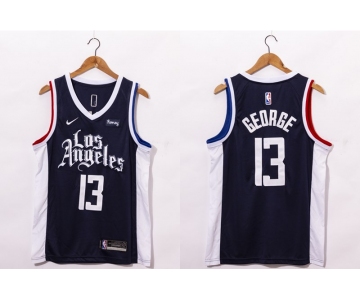 Men's Los Angeles Clippers #13 Paul George NEW Black Nike 2021 Swingman City Edition Jersey With NEW The Sponsor Logo