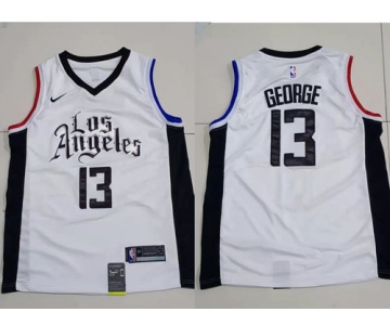 Men's Los Angeles Clippers 13 Paul George White City Edition Nike Swingman Jersey