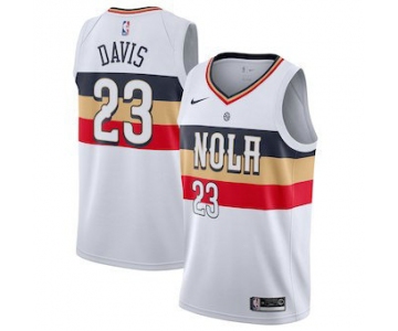 Men's New Orleans 23 Pelicans Anthony Davis Nike White 2018-19 Swingman Earned Edition Jersey