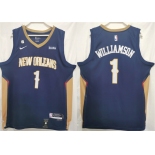 Men's New Orleans Pelicans #1 Zion Williamson Navy Stitched Basketball Jersey
