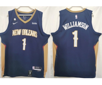 Men's New Orleans Pelicans #1 Zion Williamson Navy Stitched Basketball Jersey