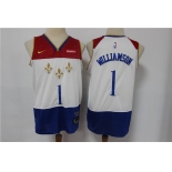 Men's New Orleans Pelicans #1 Zion Williamson White 2021 Nike City Edition Swingman Stitched NBA Jersey With The NEW Sponsor Logo