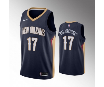 Men's New Orleans Pelicans #17 Jonas Valanciunas Navy Icon Edition Stitched Jersey