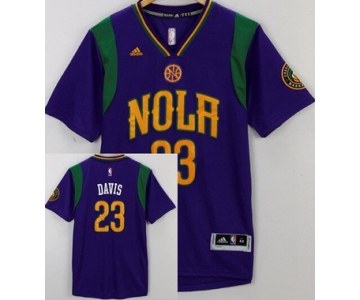 Men's New Orleans Pelicans #23 Anthony Davis Revolution 30 Swingman 2015-16 Purple Short-Sleeved Jersey