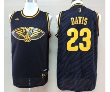 New Orleans Pelicans #23 Anthony Davis Revolution 30 Swingman 2014 Black With Gold Jersey