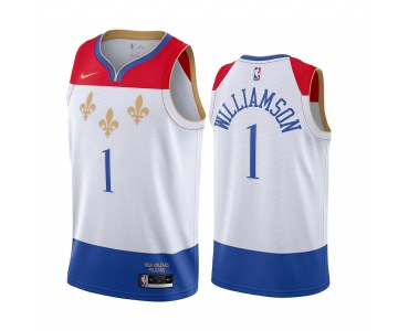 Nike Pelicans #1 Zion Williamson White NBA Swingman 2020-21 City Edition Jersey