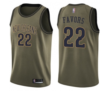 Pelicans #22 Derrick Favors Green Basketball Swingman Salute to Service Jersey