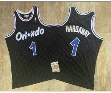 Men's Orlando Magic #1 Penny Hardaway Black 1994-95 Hardwood Classics AU Jersey