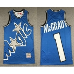 Men's Orlando Magic #1 Tracy McGrady Blue Big Face Mitchell Ness Hardwood Classics Soul Swingman Throwback Jersey