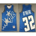 Men's Orlando Magic #32 Shaquille O'neal Blue Big Face Mitchell Ness Hardwood Classics Soul Swingman Throwback Jersey