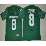 Men's Michigan State Spartans #8 Kirk Cousins Green Limited Stitched College Football 2016 Nike NCAA Jersey