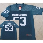 Michigan State Spartans #53 Greg Jones Green Jersey