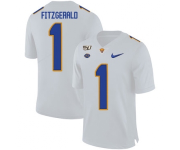 Pittsburgh Panthers 1 Larry Fitzgerald White 150th Anniversary Patch Nike College Football Jersey