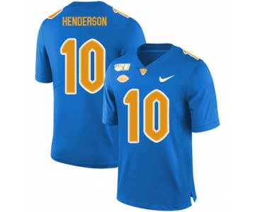 Pittsburgh Panthers 10 Quadree Henderson Blue 150th Anniversary Patch Nike College Football Jersey