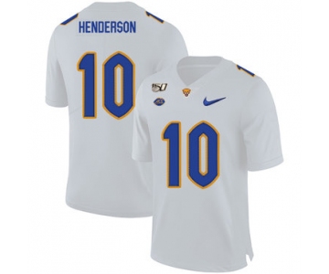 Pittsburgh Panthers 10 Quadree Henderson White 150th Anniversary Patch Nike College Football Jersey