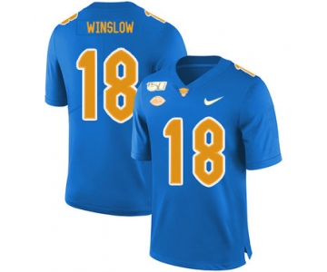 Pittsburgh Panthers 18 Ryan Winslow Blue 150th Anniversary Patch Nike College Football Jersey