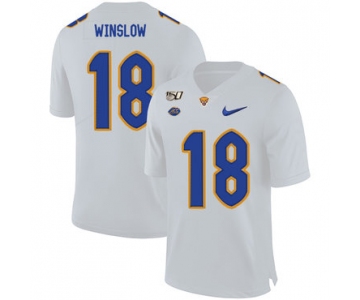 Pittsburgh Panthers 18 Ryan Winslow White 150th Anniversary Patch Nike College Football Jersey