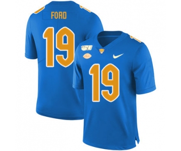 Pittsburgh Panthers 19 Dontez Ford Blue 150th Anniversary Patch Nike College Football Jersey